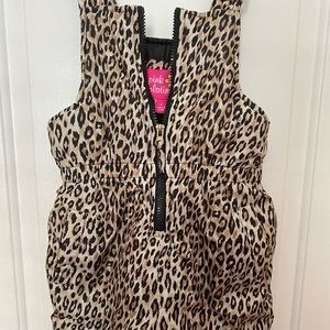 Girls Leopard print snow bibs